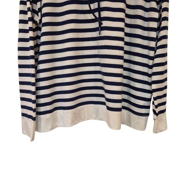 St. John's Bay Women's Navy & White Striped Cotton/Poly Lightweight Hoodie NEW - Picture 7 of 10